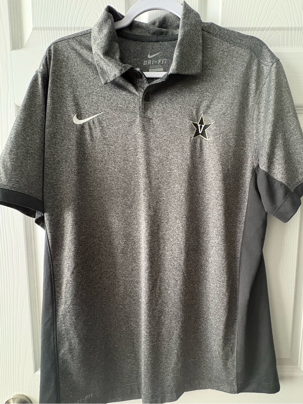 Nike Men’s Heather Gray Dri-FIT Polo with Vanderbilt Star